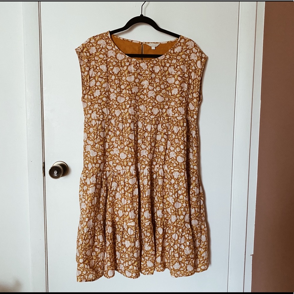 Voloshin Mila tiered dress shadow floral boho NWOT